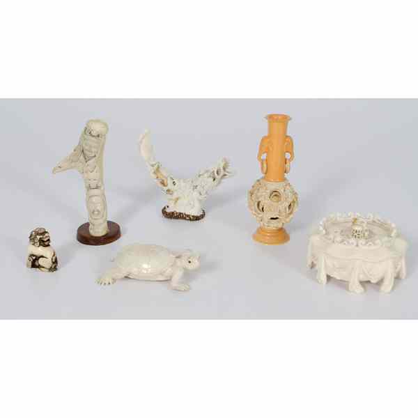 Appraisal: Ivory Bone and Resin Items th century An assembled group