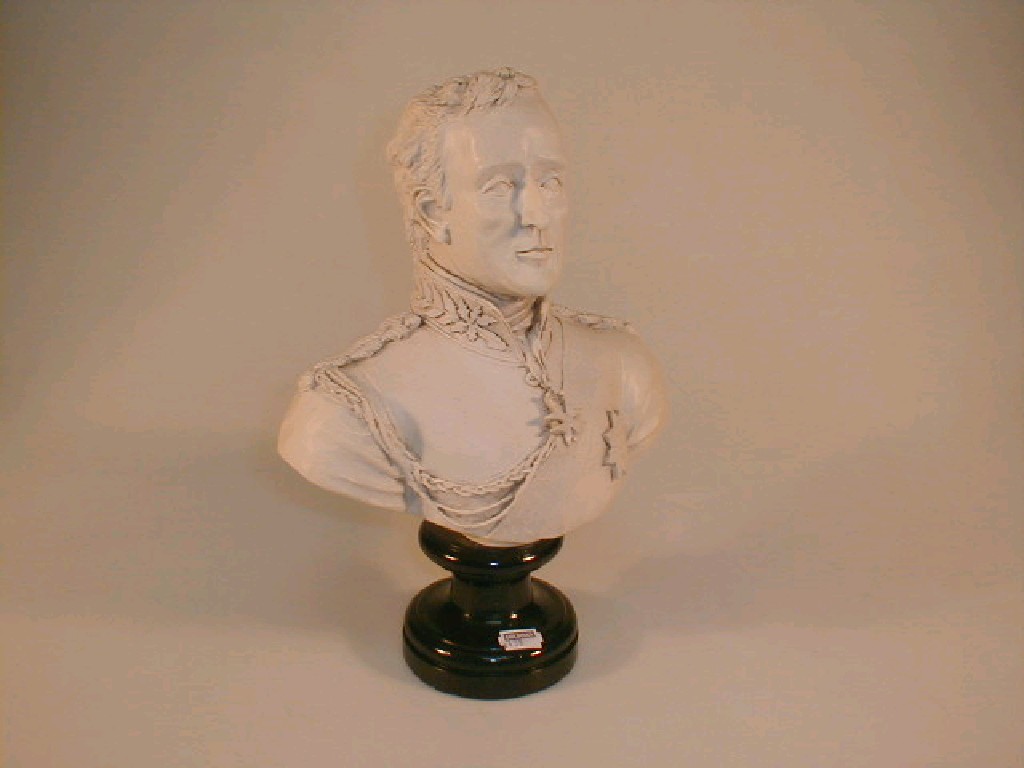 Appraisal: A reproduction bust of Wellington on socle inches high