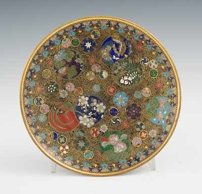 Appraisal: A Fine Japanese Cloisonne Plate Meiji Period Gilt wire work