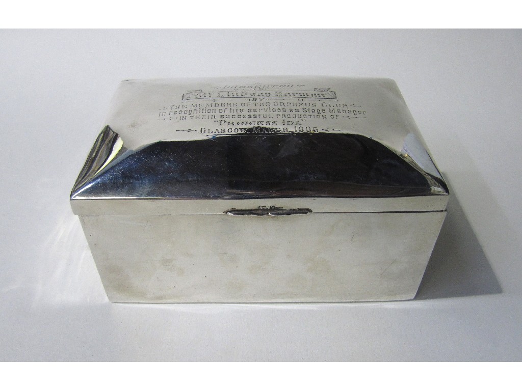 Appraisal: Silver cigarette box presented to Lindsay Harmon of the D'Oyly