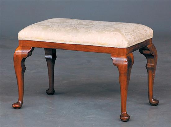 Appraisal: Queen Anne style walnut stool rectangular upholstered top on shaped