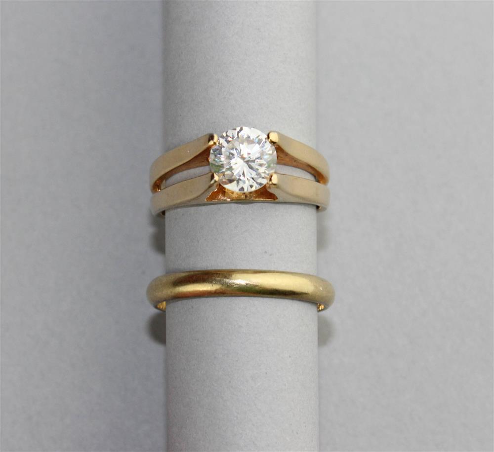 Appraisal: K YELLOW GOLD WEDDING BAND AND K YELLOW GOLD ENGAGEMENT