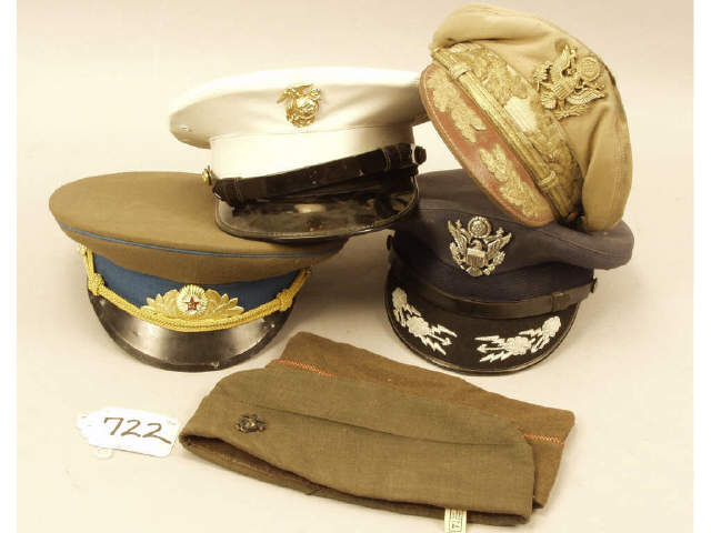 Appraisal: Collection of six military hats including Army Air Force Marine