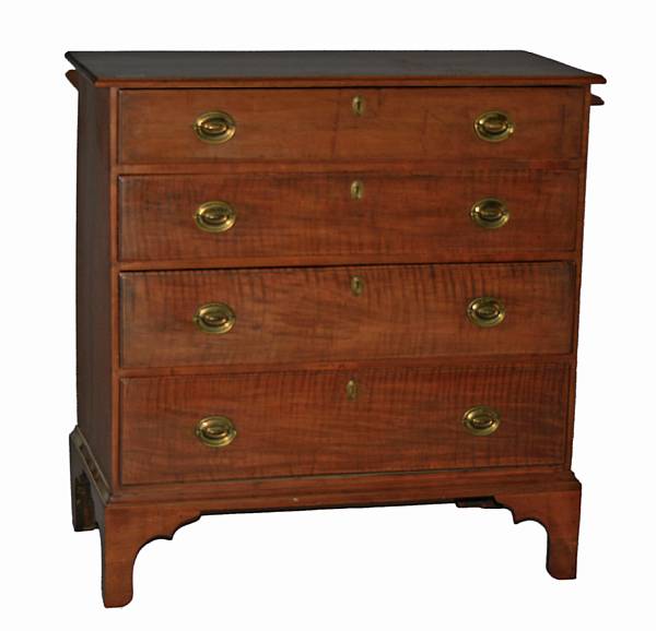 Appraisal: An American tiger maple chest of drawers th century height