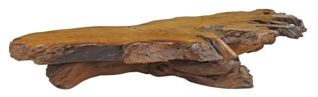 Appraisal: Rustic cypress root coffee table th c sculptural live edge