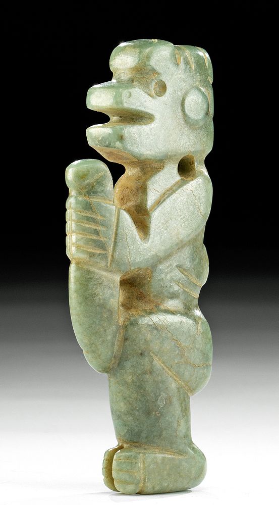 Appraisal: Rare Costa Rican Jade Pendant - Man w Fish Pre-Columbian