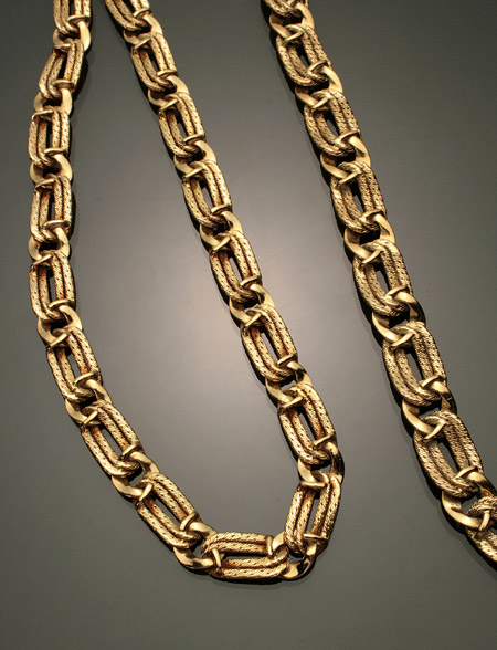 Appraisal: Choker Length -Karat Yellow-Gold Textured and Polished-Finish Necklace and Bracelet