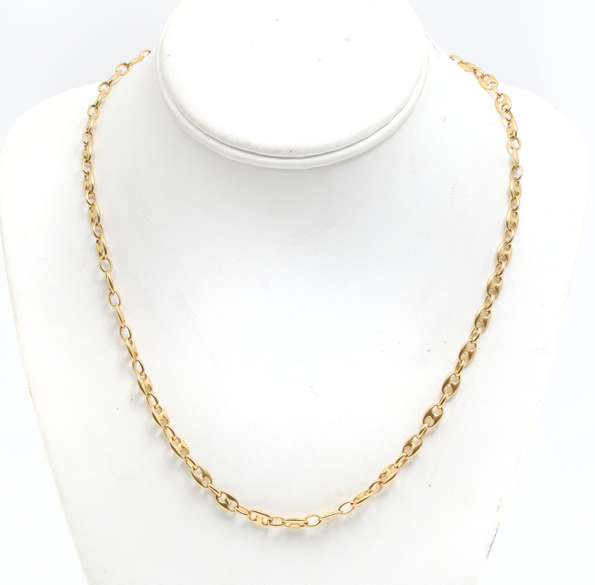 Appraisal: '' K MARINE LINK NECKLACE K yellow gold puffy anchor