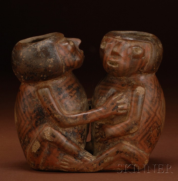 Appraisal: Pre-Columbian Painted Pottery Erotic Couple Colombia Narino c - A