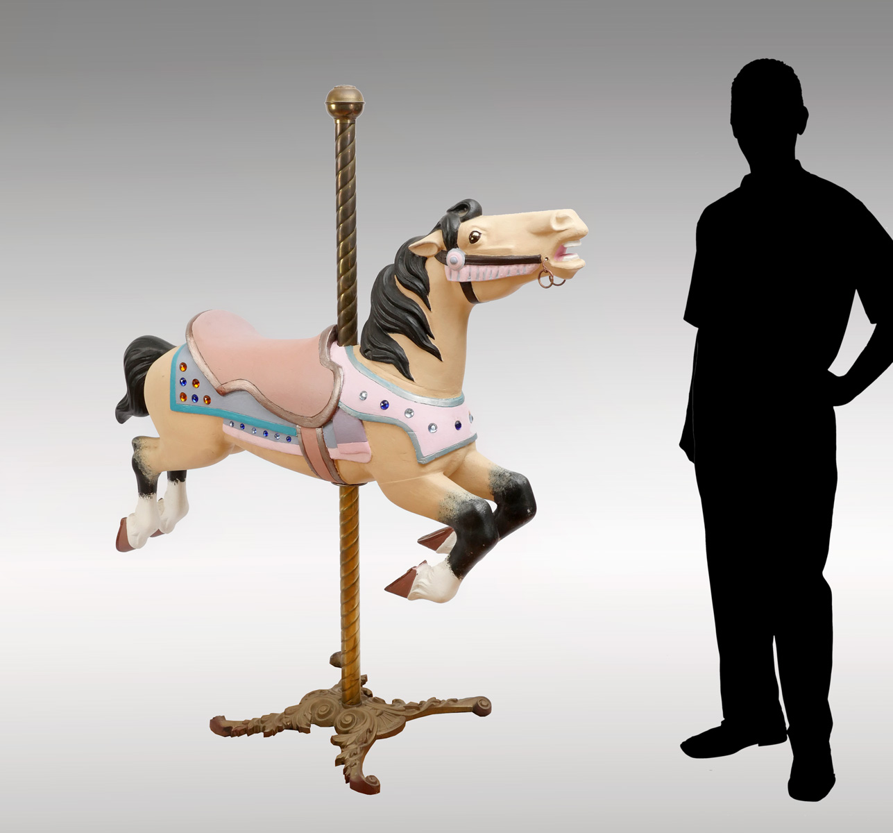 Appraisal: ALLAN HERSCHELL CAROUSEL HORSE ON STAND Polychromed wood aluminum Allan