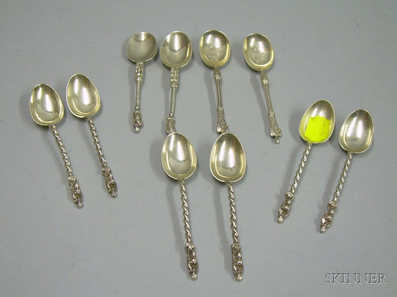 Appraisal: Ten English Silver Apostle-style Coffee Spoons comprising a set of