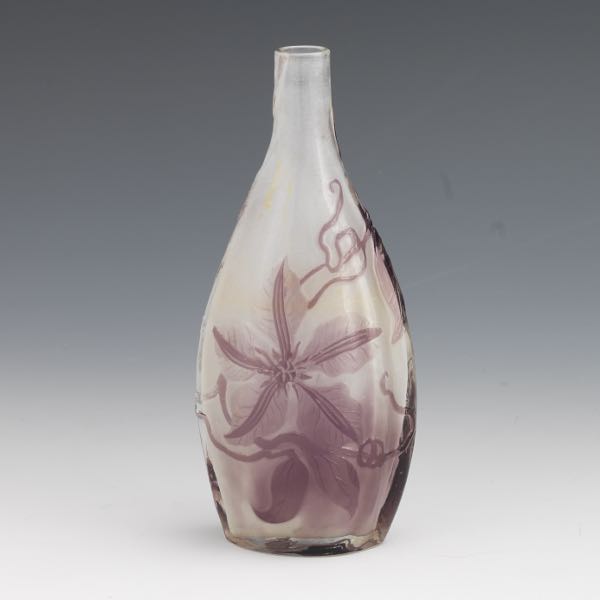 Appraisal: GALLE CAMEO BUD VASE x Fire polished amethyst cut to