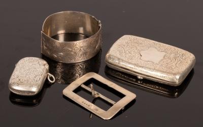 Appraisal: An engraved silver vesta case Birmingham an engraved silver cigarette