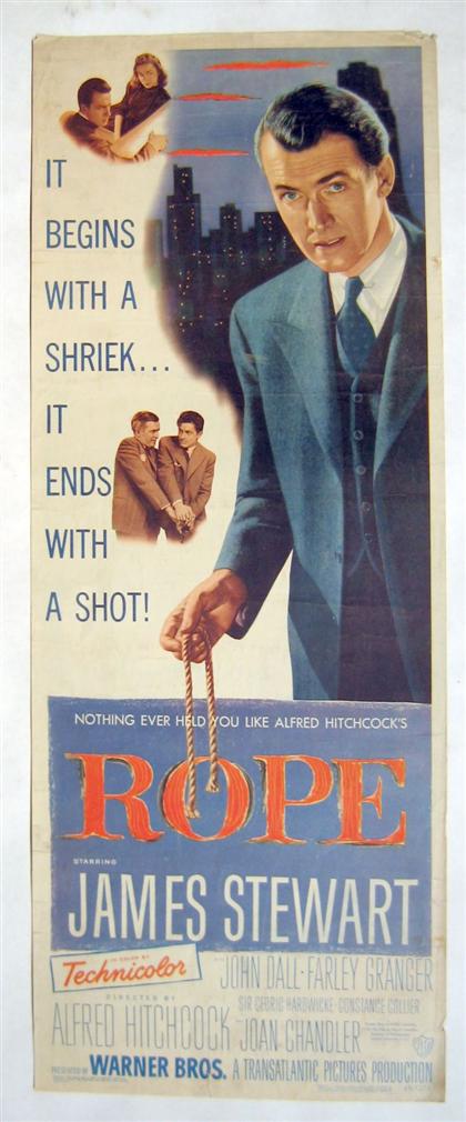 Appraisal: pieces Movie Posters Hitchcock Alfred Director Rope Warner Brothers I