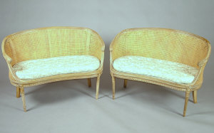 Appraisal: A pair of Louis XVI style bergere walnut settee's late