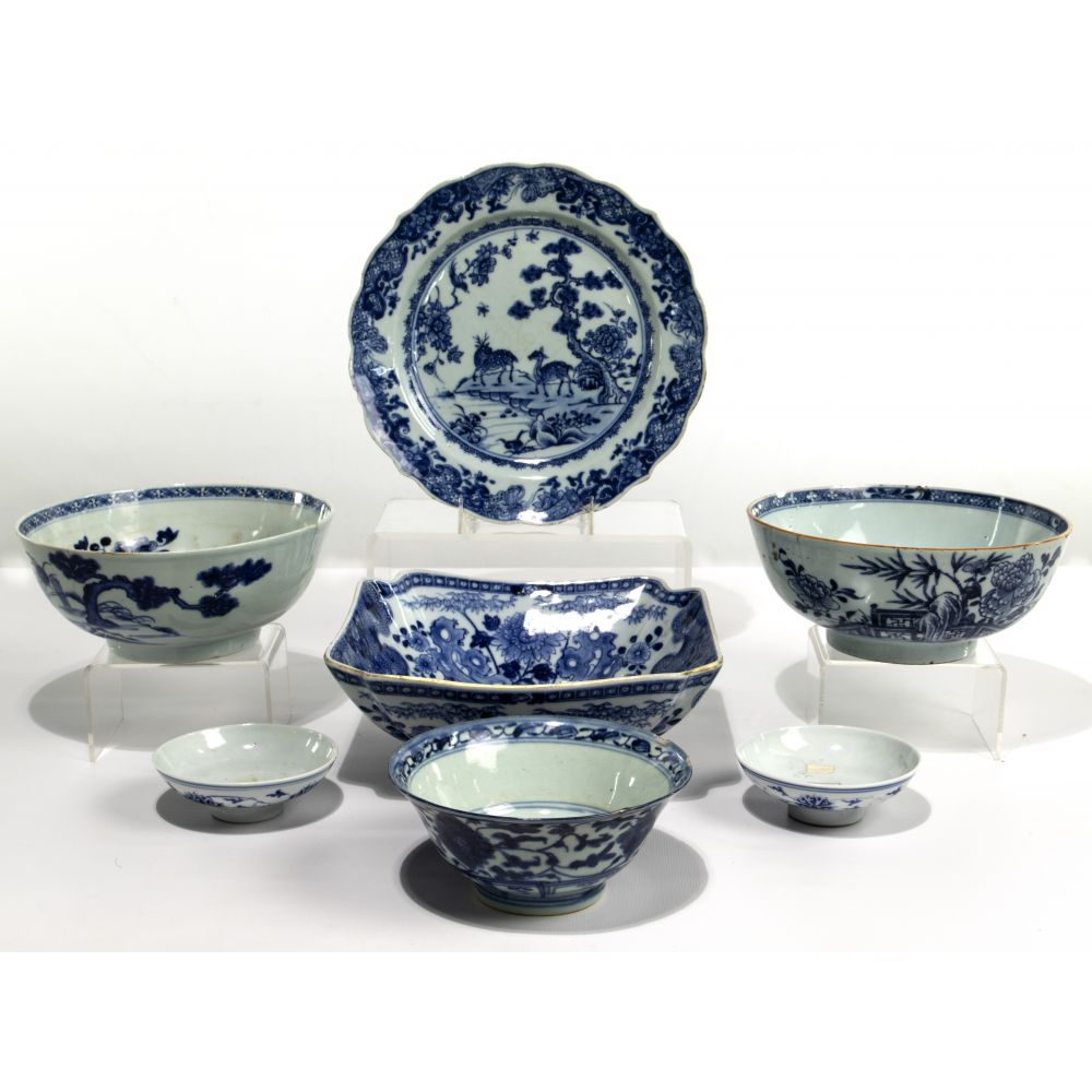 Appraisal: CHINESE BLUE AND WHITE PORCELAIN ASSORTMENT underglaze blue items including