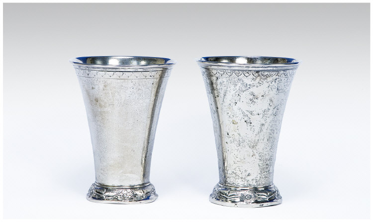 Appraisal: Pair of Nineteenth Century Swedish Silver Drinking Vessels of flared