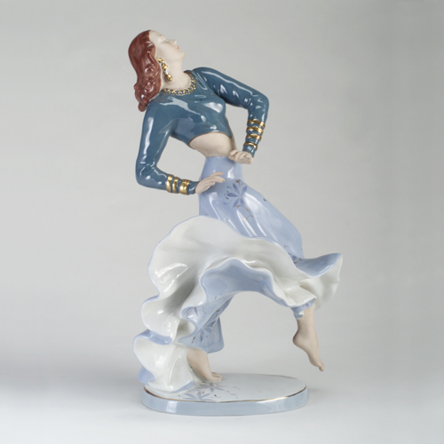 Appraisal: Royal Dux ceramic sculpture of a female dancer with swirling