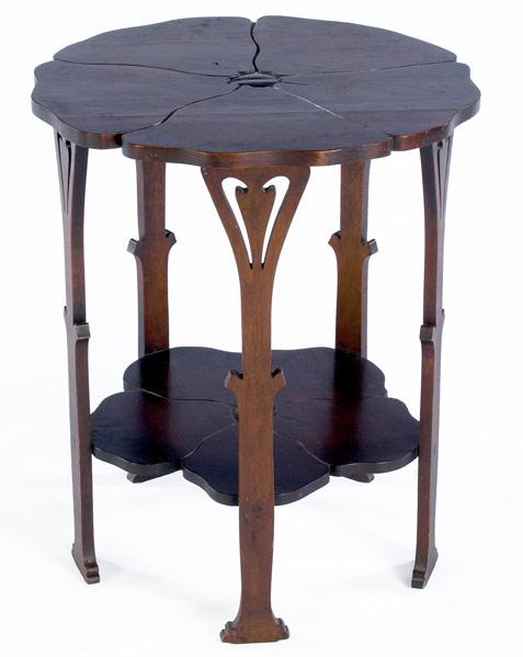 Appraisal: GUSTAV STICKLEY Early maple Poppy table no with carved floriform