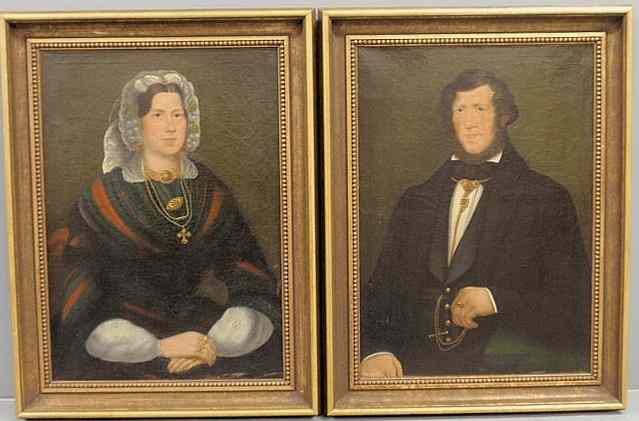 Appraisal: Pair of oil on canvas portraits of Salisbury Family members