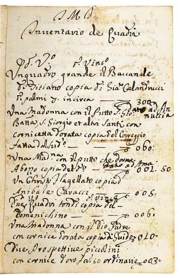 Appraisal: CALANDRUCCI GIACINTO Fair copy of documents pertaining to the estate