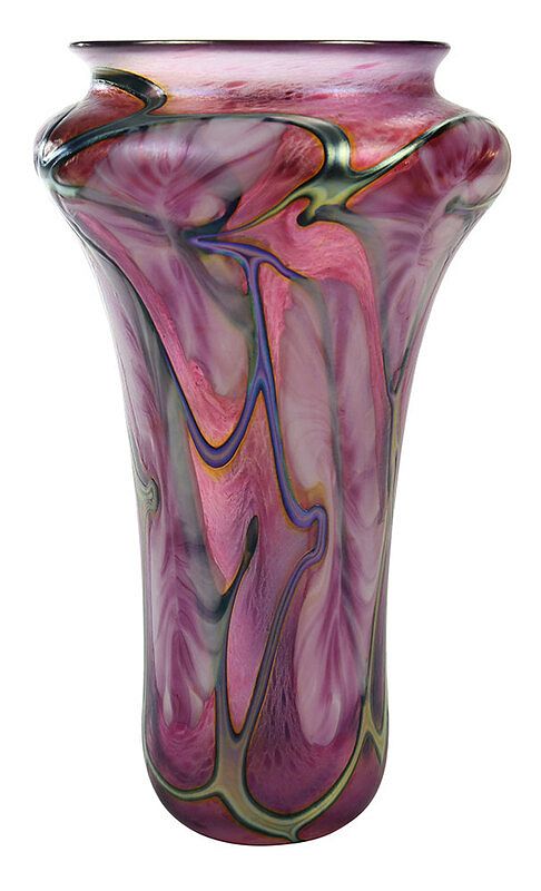 Appraisal: John Lotton Multi Flora Art Glass Vase American th century