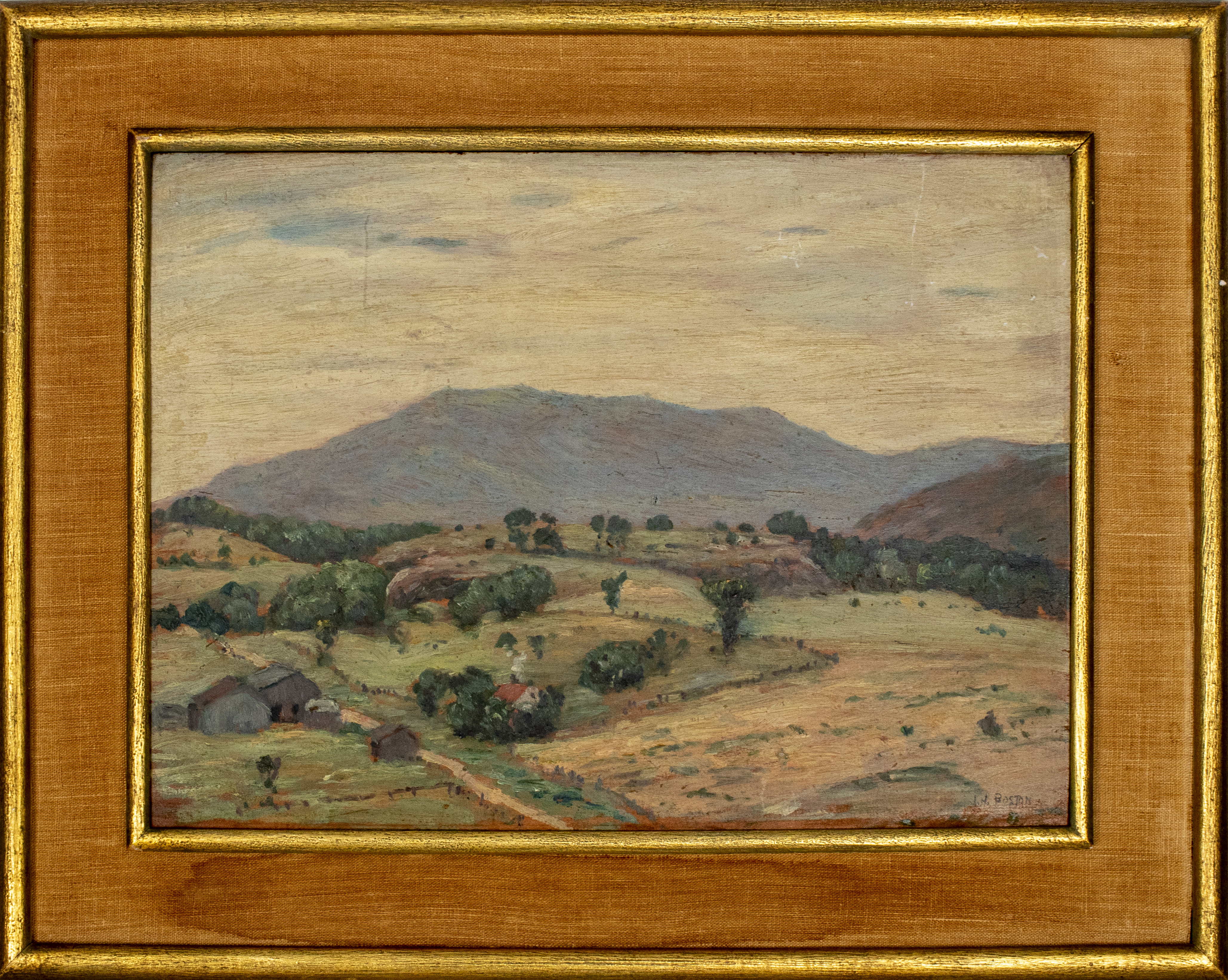 Appraisal: J M BOSTON SIGNED LANDSCAPE OIL ON PANEL Oil on