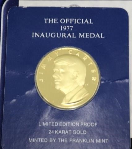 Appraisal: KT GOLD JIMMY CARTER INAUGURAL MEDAL PROOF CONDITION OZT