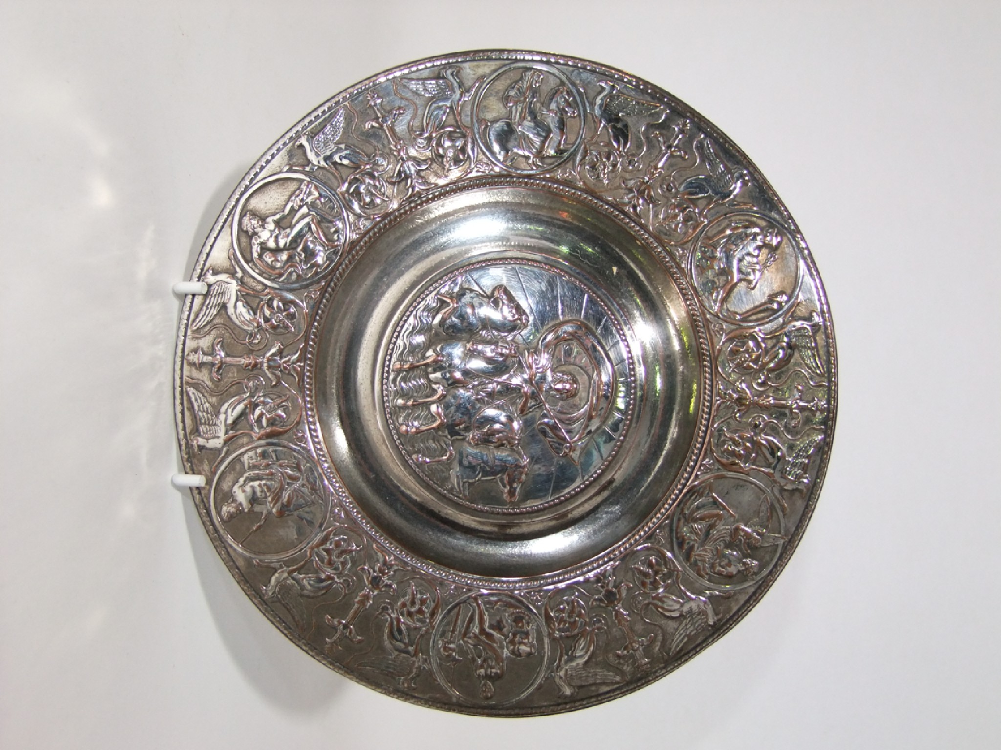 Appraisal: A silver plated inkwell of circular form by Elkington Co