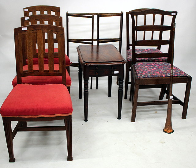 Appraisal: A SET OF THREE EDWARDIAN MAHOGANY DINING CHAIRS together with