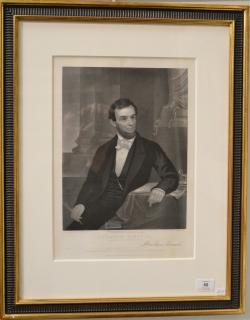 Appraisal: John Sartain engraving Abraham Lincoln after the painting E D