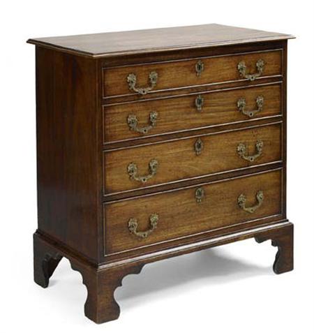 Appraisal: A George III mahogany chest of small proportions the rectangular