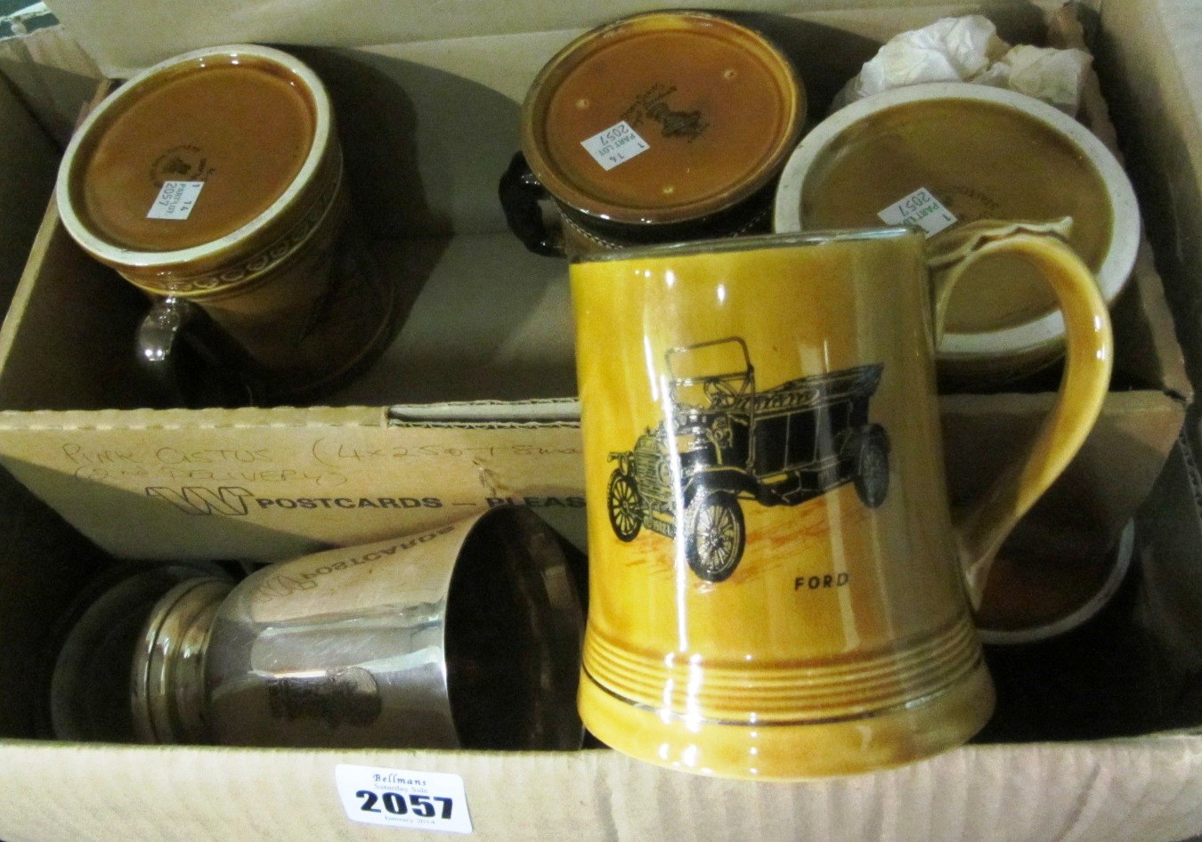 Appraisal: A group of ceramic and pewter tankards including six brown