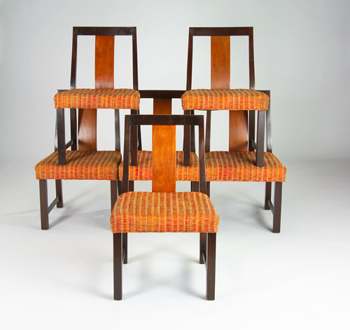 Appraisal: DUNBAR Set of six dining side chairs each with single