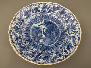 Appraisal: Early Delft blue charger Early Delft blue deep charger probably