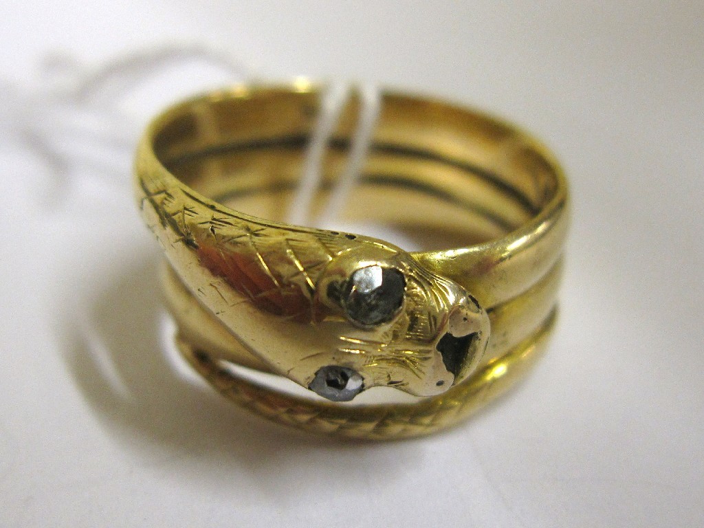 Appraisal: Fifteen carat gold diamond set snake ring