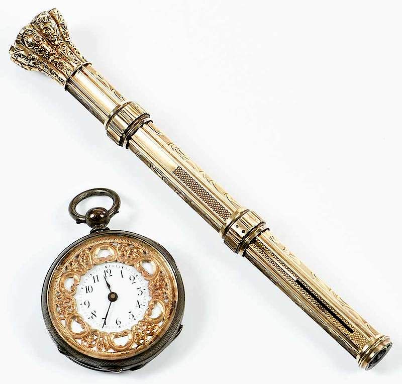 Appraisal: Antique Pocket Watch and Retractable Pencil Pen pocket watch Arabic