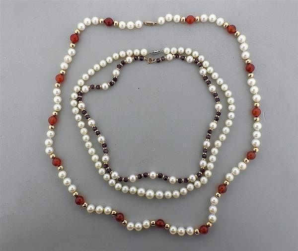 Appraisal: K Gold Gemstone Pearl Necklace Lot of METAL K Gold