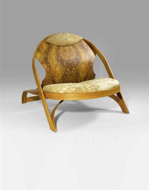 Appraisal: ARTSCHWAGER RICHARD CHAIR CHAIR Cowhide laminated oak and burl wood