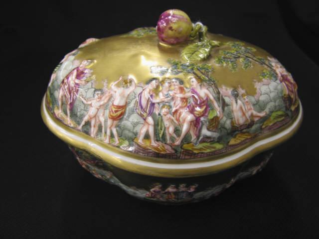 Appraisal: Capodimonte Italian Porcelain Dresser Box th century maiden and nudes