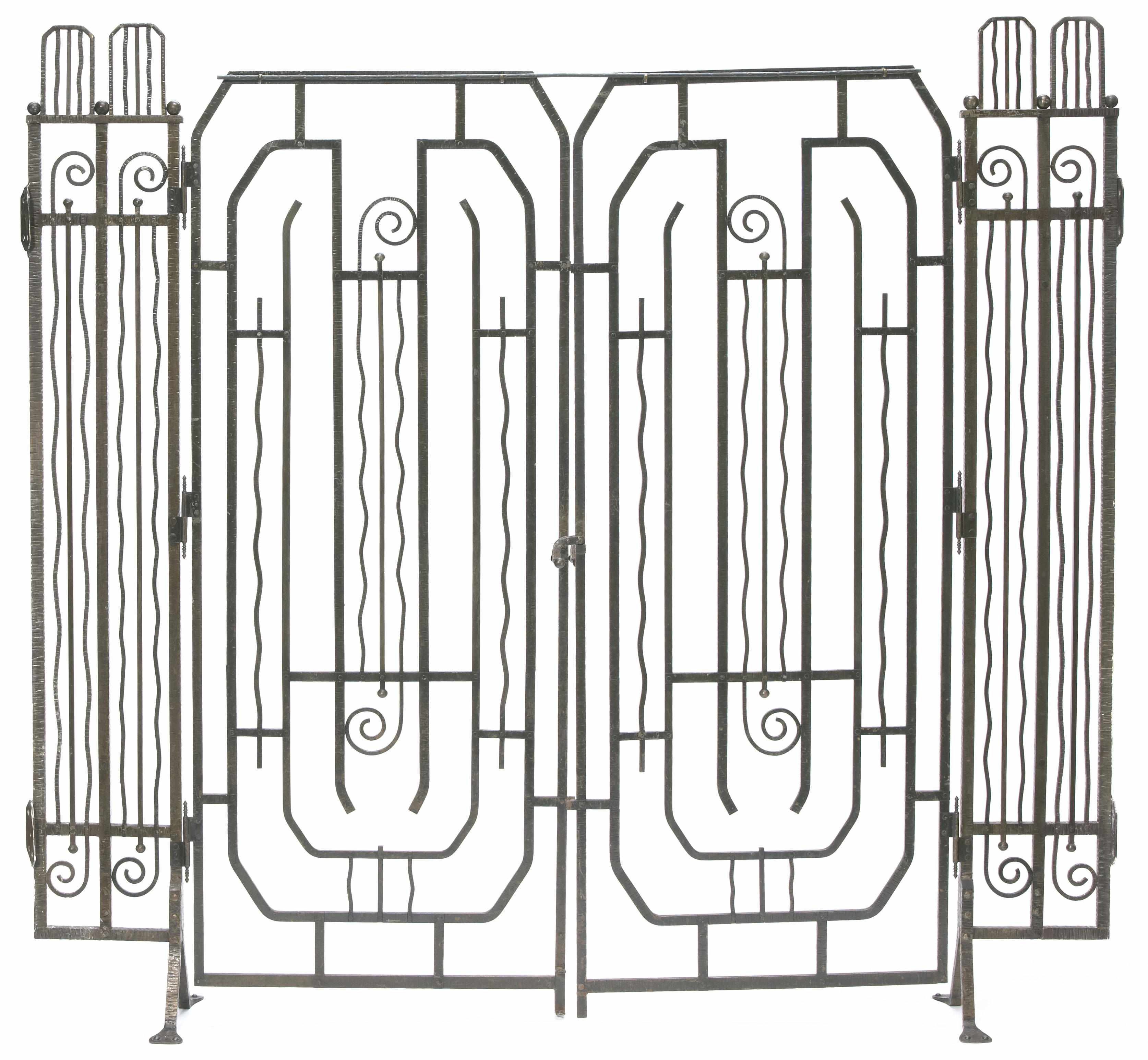 Appraisal: A French Art Deco wrought-iron gate circa height in cm