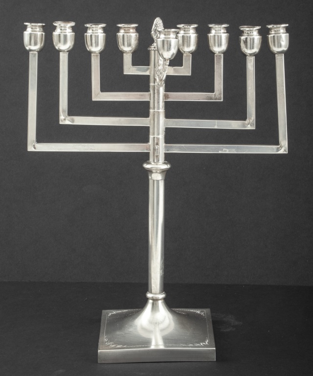 Appraisal: ART DECO STERLING SILVER JUDAICA MENORAH Art Deco sterling silver