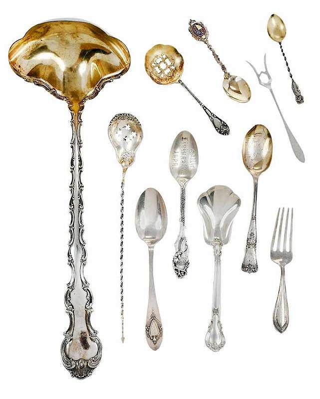 Appraisal: Pieces Assorted Sterling Flatware American th century including Gorham Strasbourg