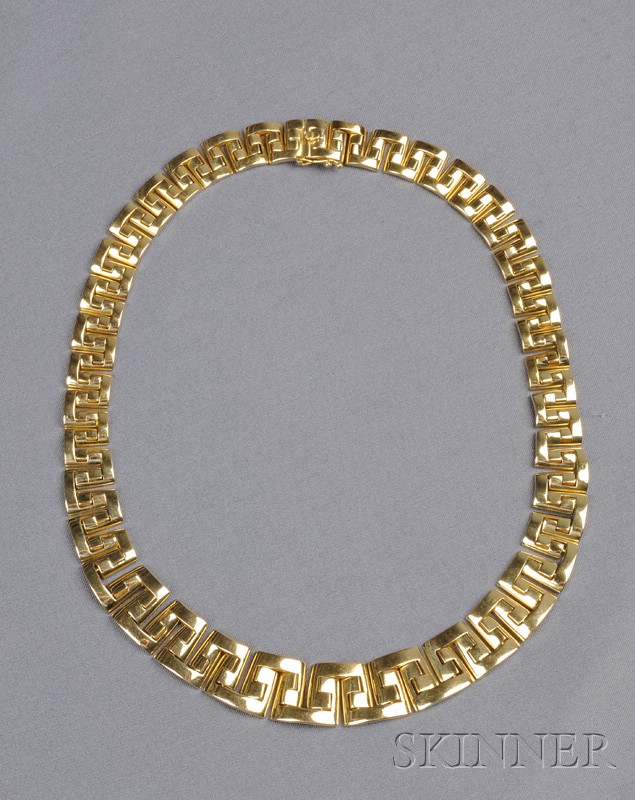 Appraisal: kt Gold Necklace composed of stylized Greek key links dwt