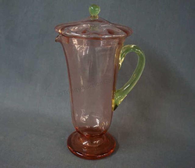 Appraisal: Vintage Blown Glass Pitcher with Lid Made between the 's