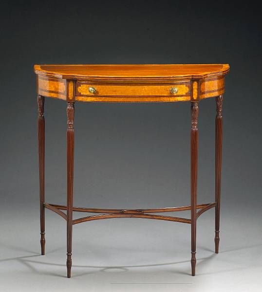 Appraisal: A fine Federal carved mahogany satinwood and birdseye maple inlaid