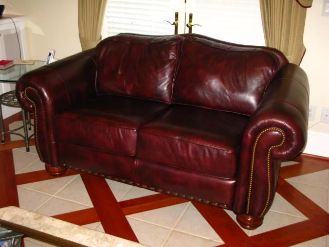 Appraisal: La-Z-Boy Leather Loveseat maroon leather x x in This lot