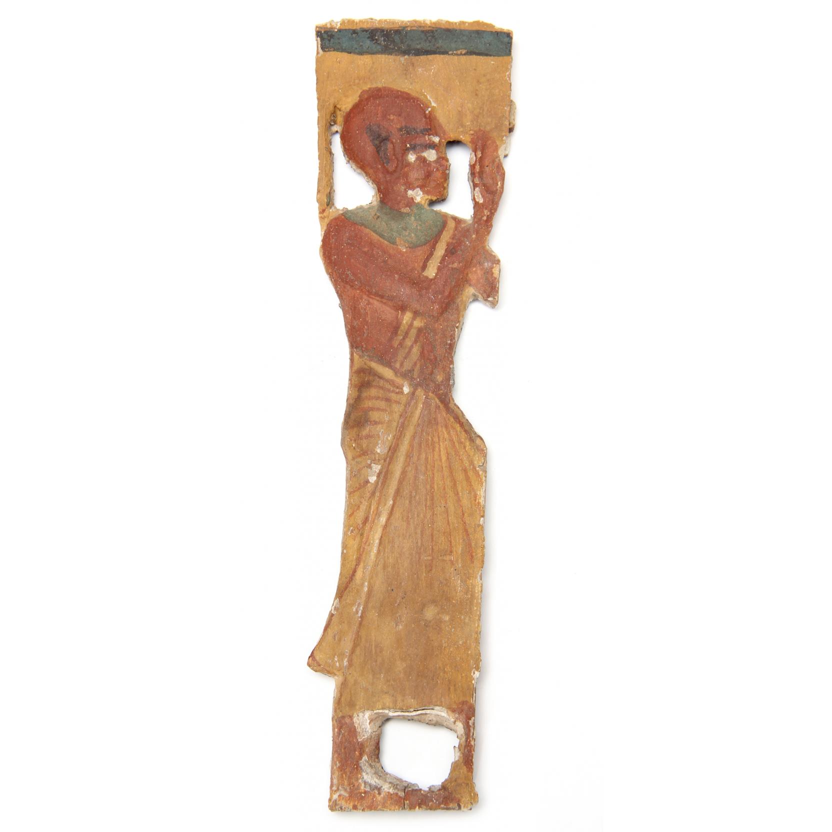 Appraisal: Ancient Egyptian Wood Panel Figural Fragment New Kingdom XVIIIth -