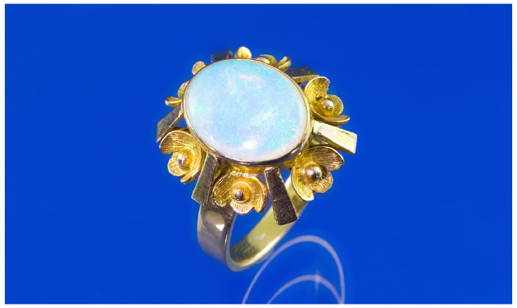 Appraisal: ct Gold Opal Ring Central Oval Opal Mounted In A