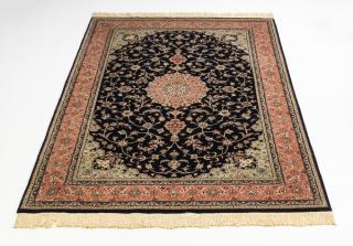 Appraisal: Hand knotted wool Sino-Isfahan rug having a lobed medallion with